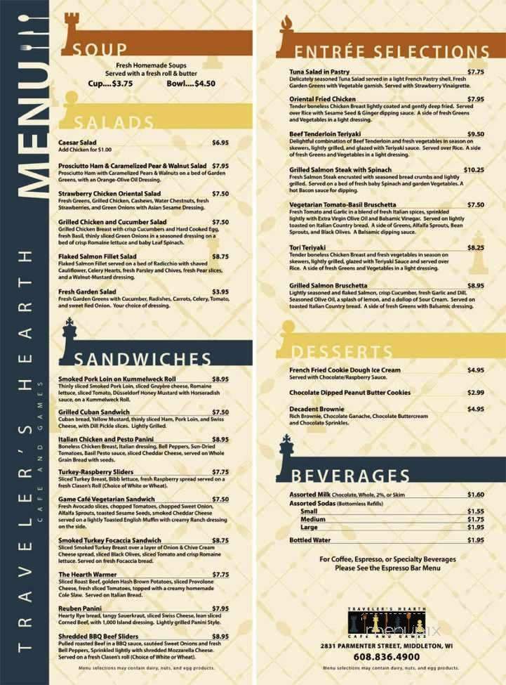 Traveler's Hearth Cafe Games - Middleton, WI menu_pic