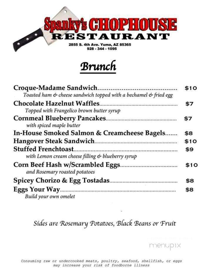 Spanky's Chophouse - Yuma, AZ menu_pic