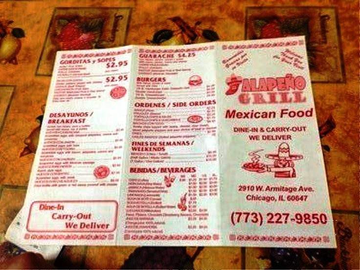 Jalapeno Grill - Chicago, IL menu_pic