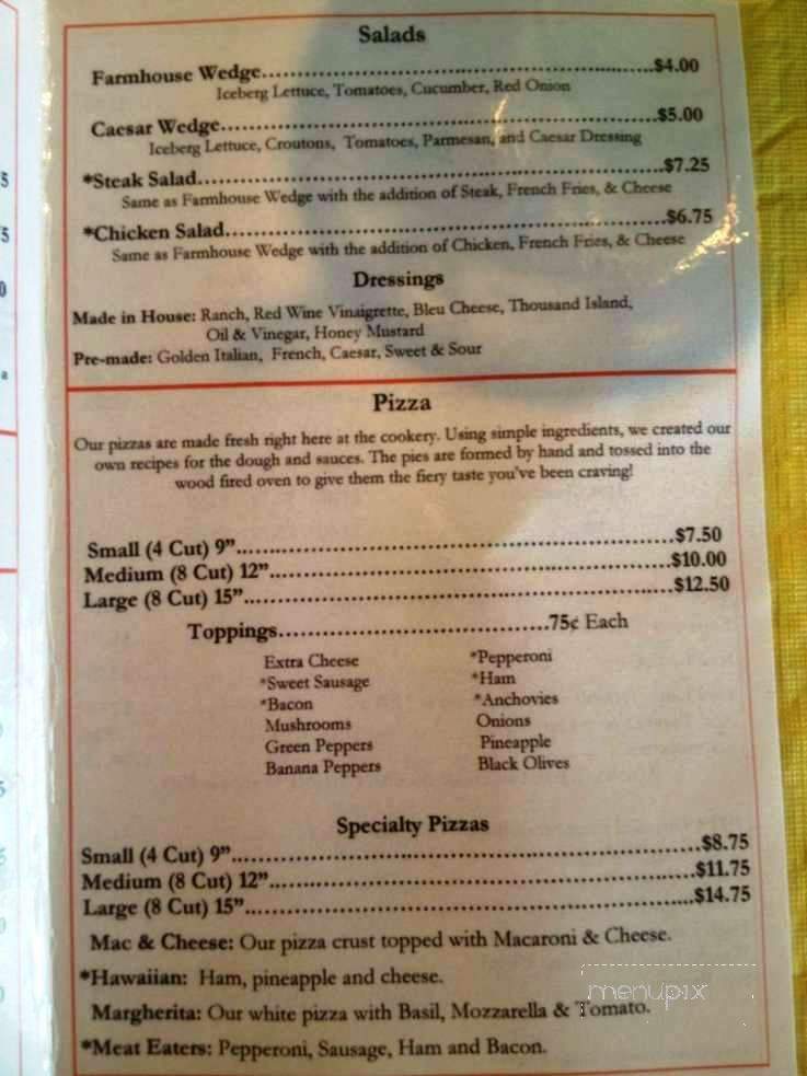 Brick Oven Cookery - Farmington, PA menu_pic