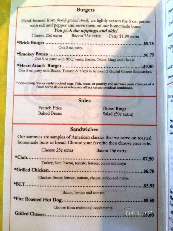 Brick Oven Cookery - Farmington, PA menu_pic