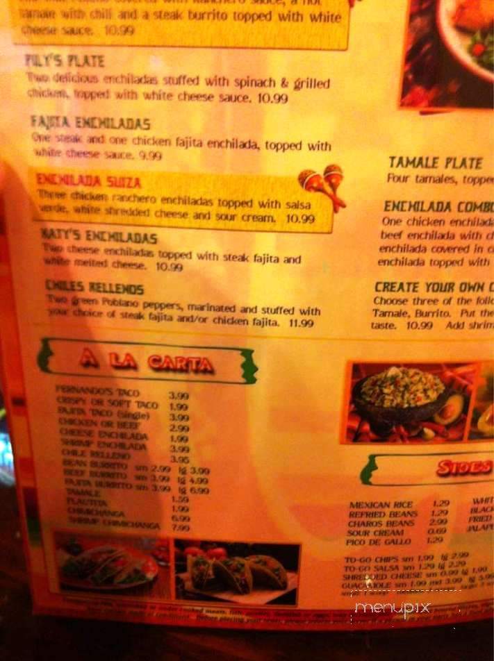 Fernandos Walker - Walker, LA menu_pic