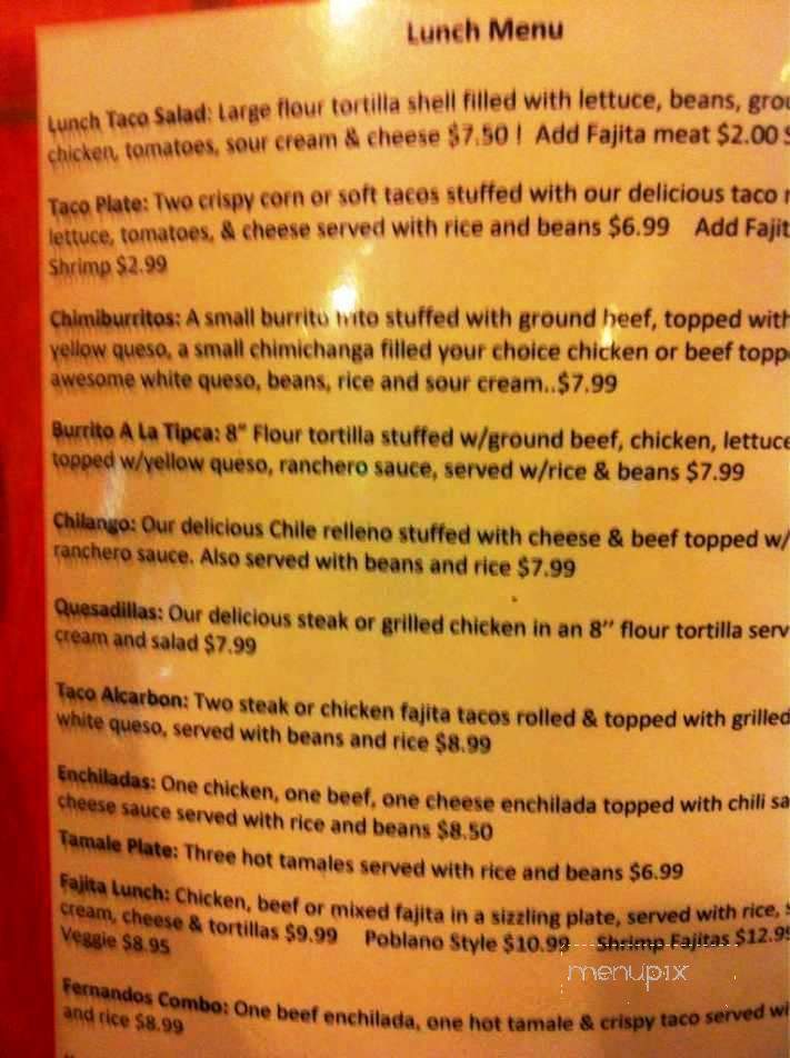 Fernandos Walker - Walker, LA menu_pic