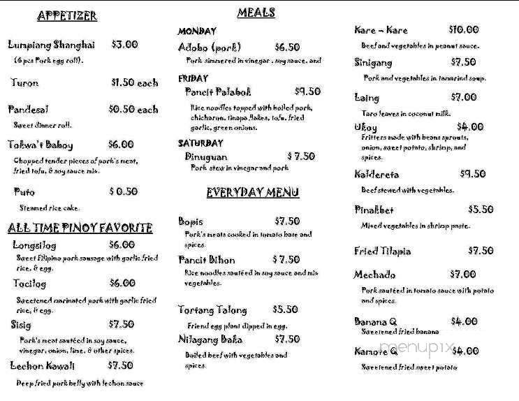Kain Tayo Filipino Cuisine - Portland, OR menu_pic