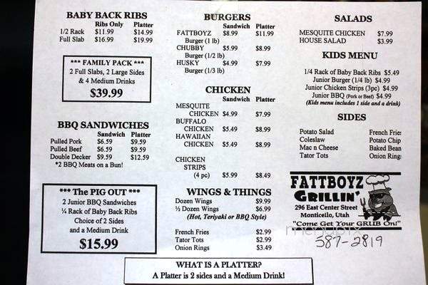 Fattboyz Grillin of Monticello - Monticello, UT menu_pic