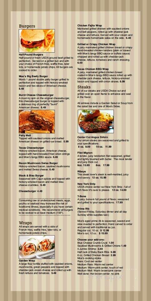 Moe's Restaurant - Huntington, IN menu_pic