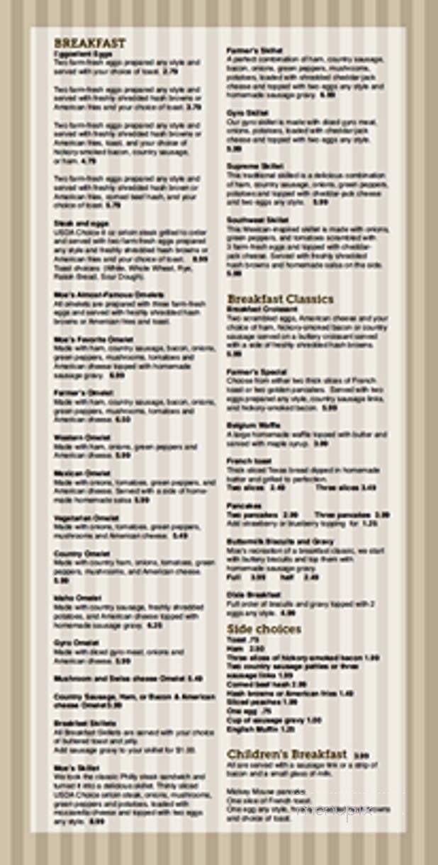 Moe's Restaurant - Huntington, IN menu_pic
