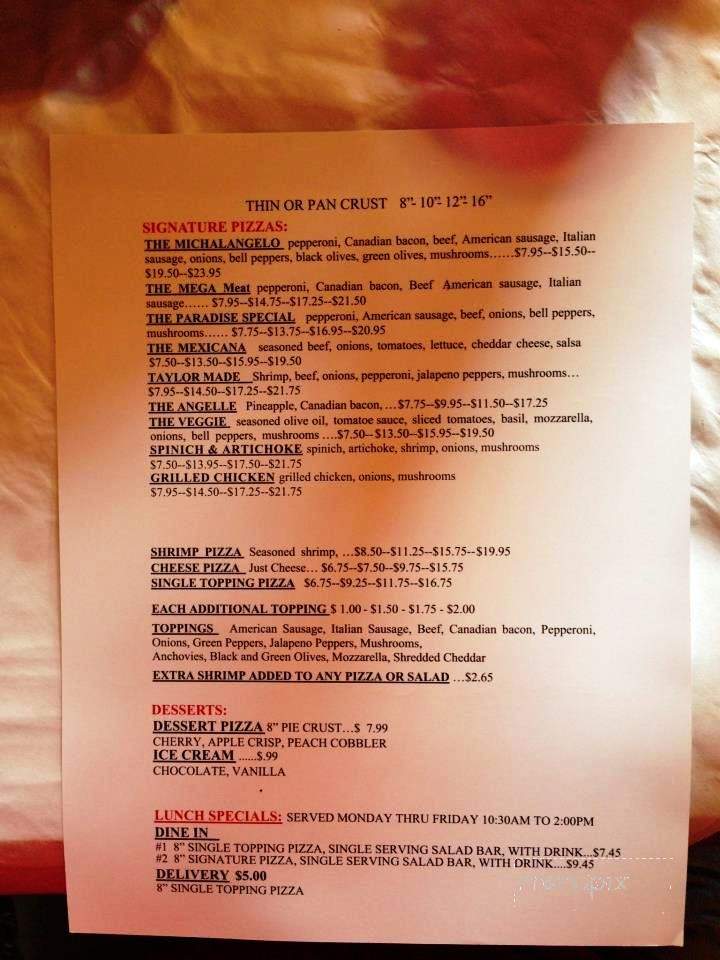 Paradise Pizza - New Iberia, LA menu_pic