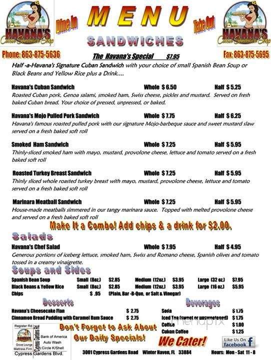 Havana Sandwich Shop - Winter Haven, FL menu_pic