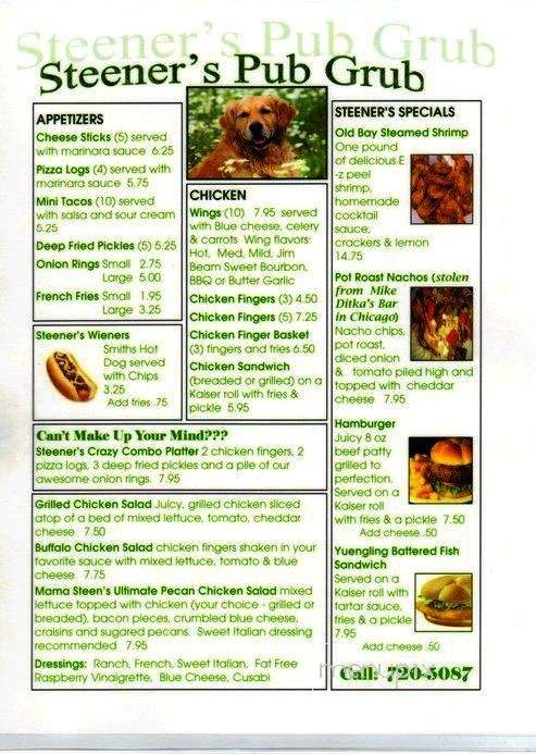 Steener's Pub - Bemus Point, NY menu_pic