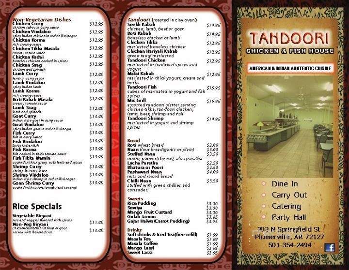 Tandoori Chicken and Fish House - Plumerville, AR menu_pic