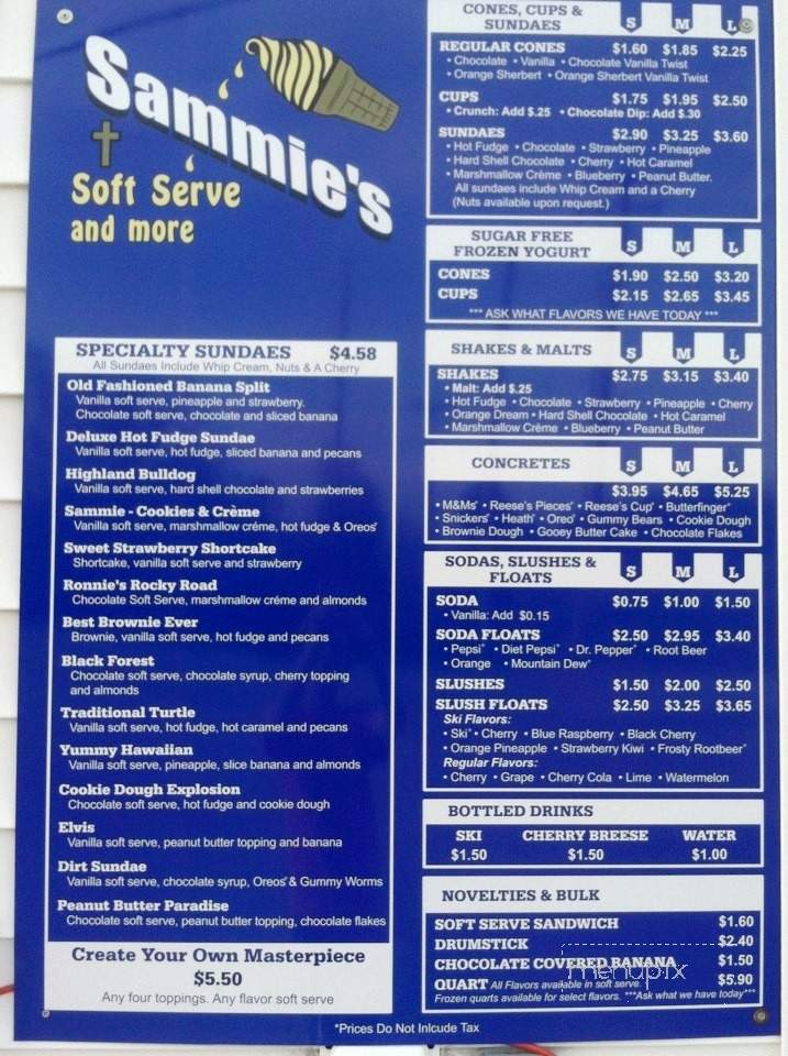 Sammie's Soft Serve & More - Highland, IL menu_pic