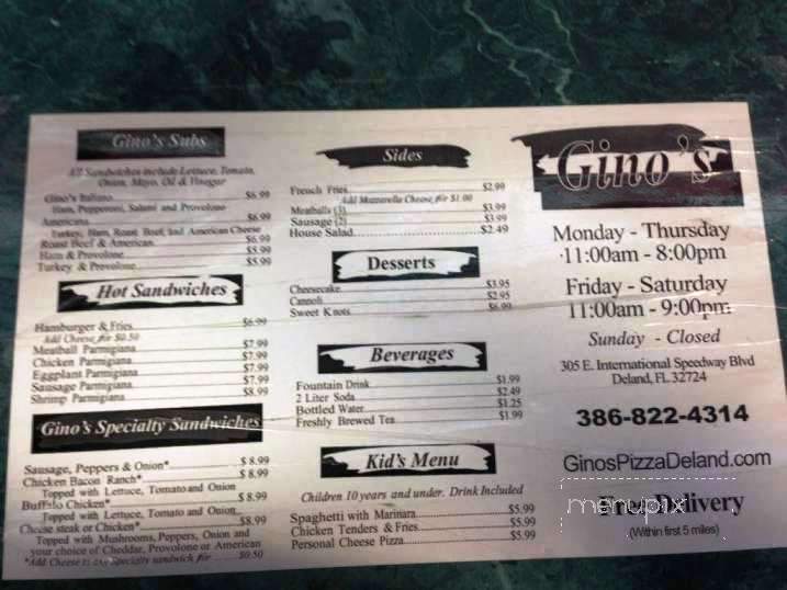 Gino's Pizza - Deland, FL menu_pic