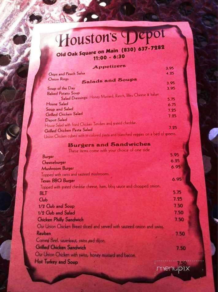 Houston's Depot - Marble Falls, TX menu_pic