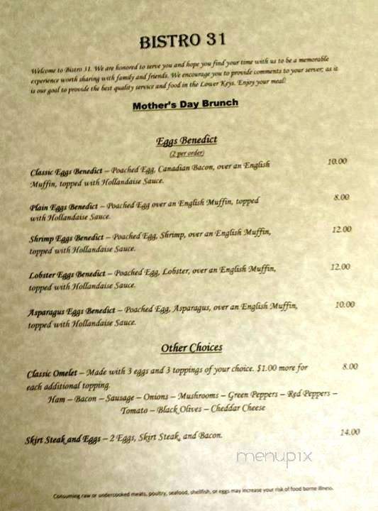 Bistro 31 - Big Pine Key, FL menu_pic