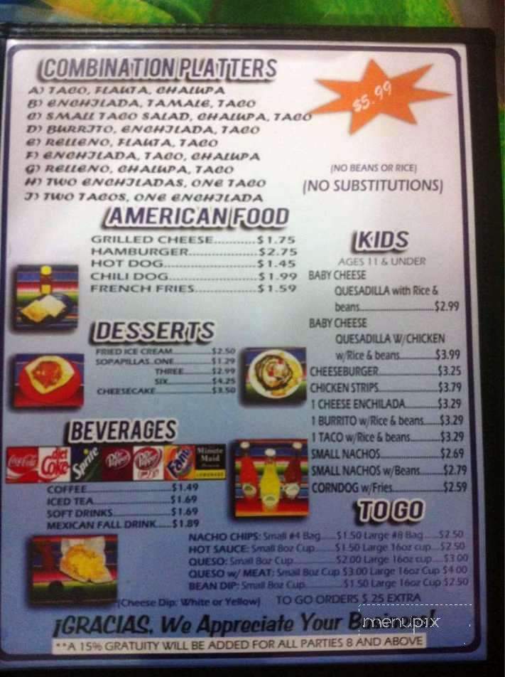 El Guero - Okemah, OK menu_pic