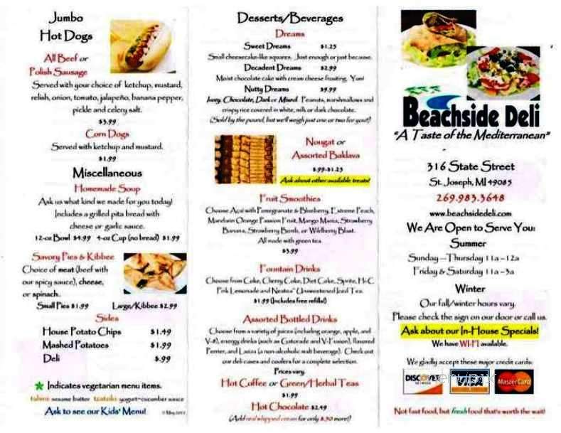 Beachside Deli - St Joseph, MI menu_pic