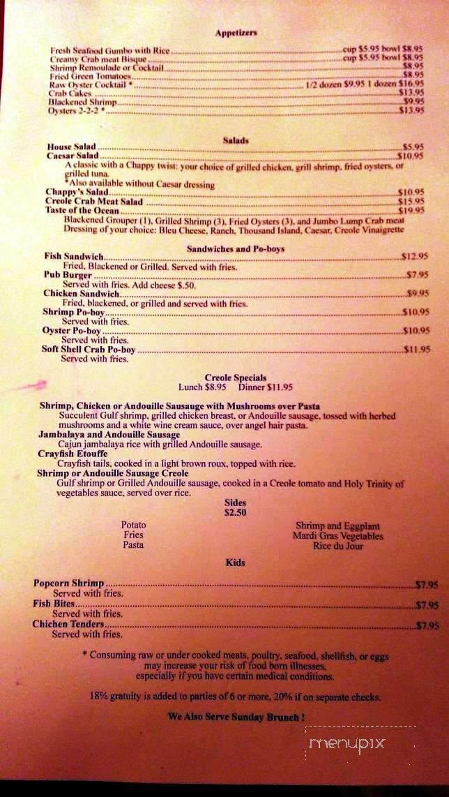 Chappy's - Foley, AL menu_pic