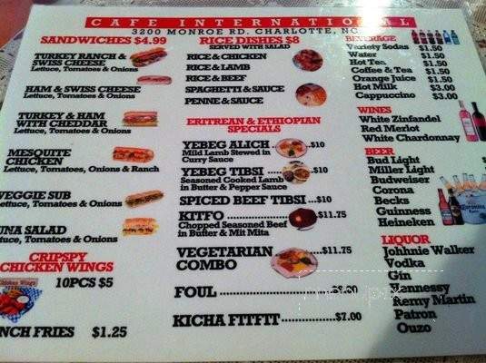 Cafe International - Charlotte, NC menu_pic