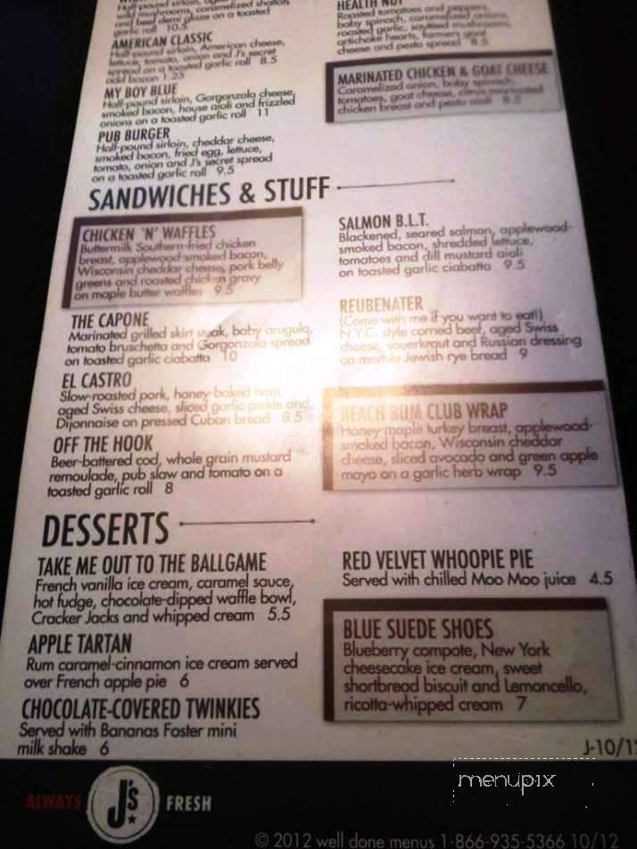 J's Pub & Grill - Casper, WY menu_pic