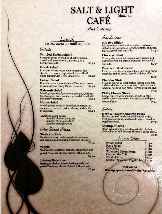 Salt & Light Cafe' - Moncks Corner, SC menu_pic