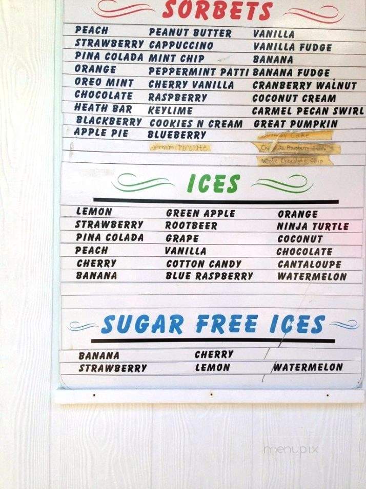 Doodle's Homemade Sorbets And Ices - Birmingham, AL menu_pic