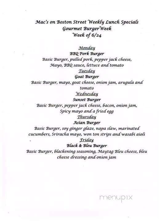 Mac's on Boston Street - Covington, LA menu_pic