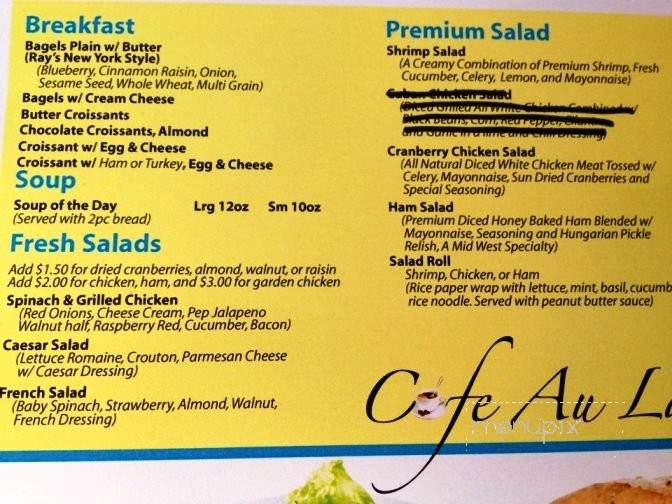 Cafe Au Lait - Ellicott City, MD menu_pic