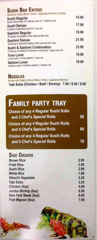 A1 Japanese Steak House & Sushi - Mooresville, IN menu_pic