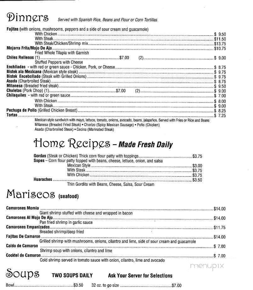 El Cajete - Michigan City, IN menu_pic