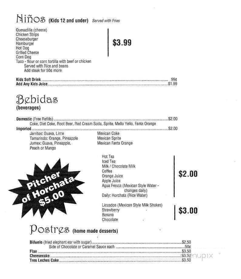 El Cajete - Michigan City, IN menu_pic