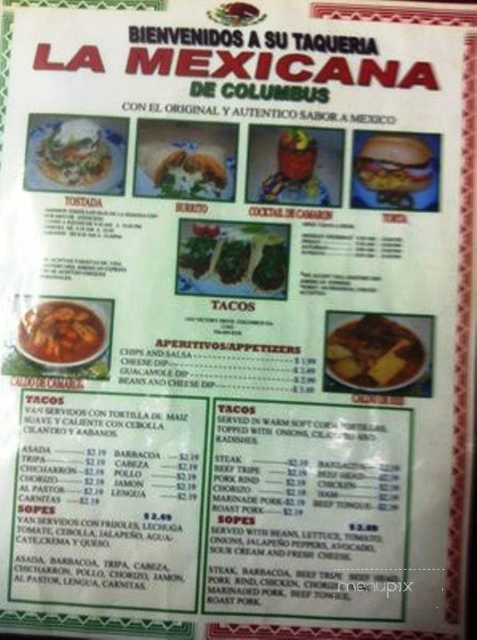 La Mexicana - Columbus, GA menu_pic