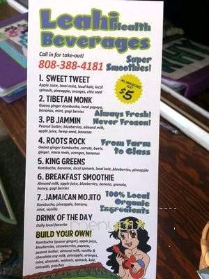 Leahi Health Beverages - Honolulu, HI menu_pic