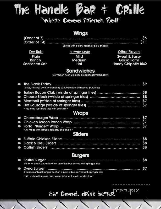 The Handle Bar & Grille - Canonsburg, PA menu_pic