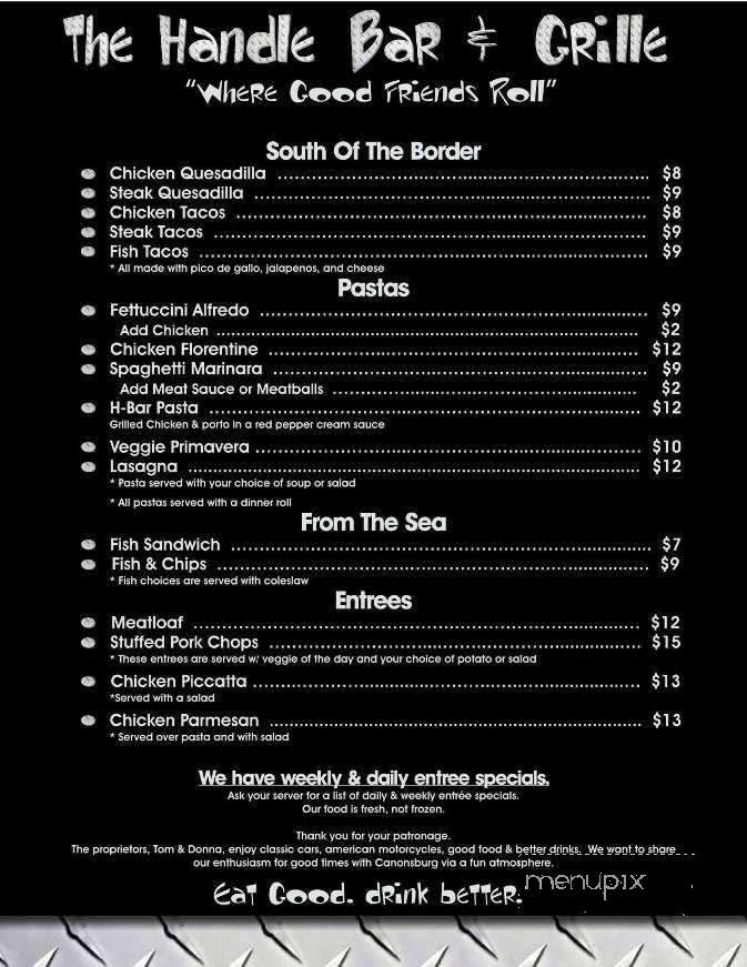 The Handle Bar & Grille - Canonsburg, PA menu_pic