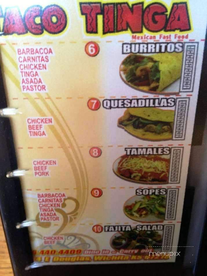 Taco Tinga - Wichita, KS menu_pic