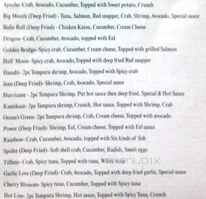Sushi California - Clarksville, TN menu_pic