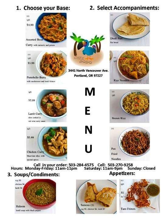 Chez Dodo - Portland, OR menu_pic