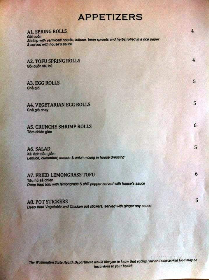 Bamboo Restaurant - Seattle, WA menu_pic