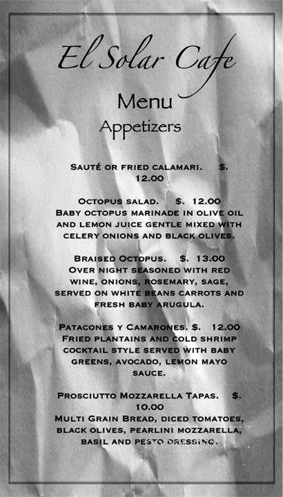 El Solar Cafe - Newburgh, NY menu_pic
