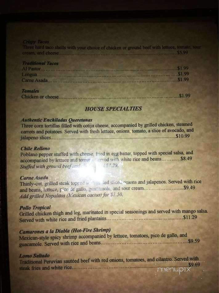 Botanas Restaurant & Bar - Branson, MO menu_pic