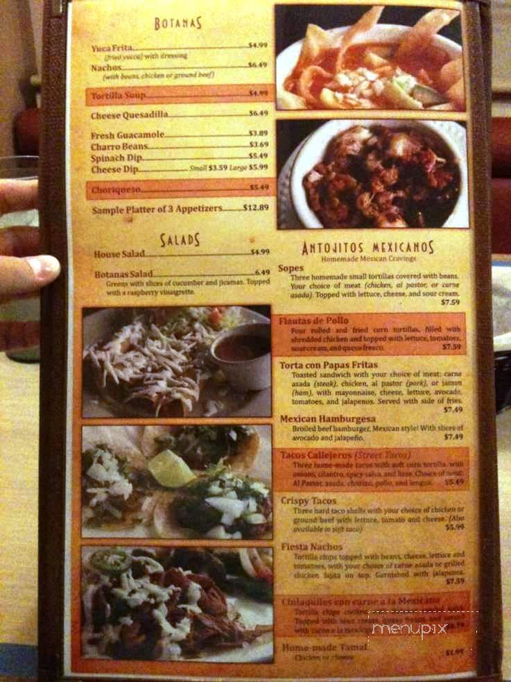 Botanas Restaurant & Bar - Branson, MO menu_pic