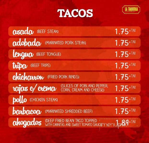 La Taqueria - Las Vegas, NV menu_pic