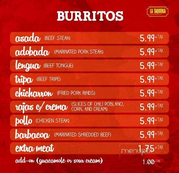 La Taqueria - Las Vegas, NV menu_pic