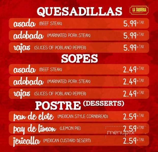 La Taqueria - Las Vegas, NV menu_pic