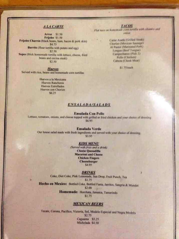 Los Primos Restaurant - Wilmington, NC menu_pic