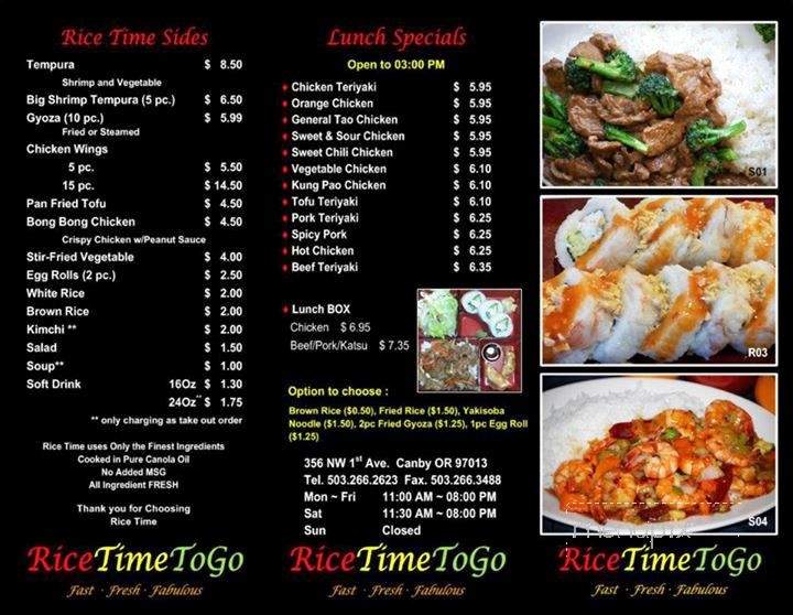 Rice Time - Monmouth, OR menu_pic