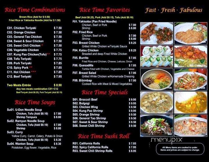 Rice Time - Monmouth, OR menu_pic