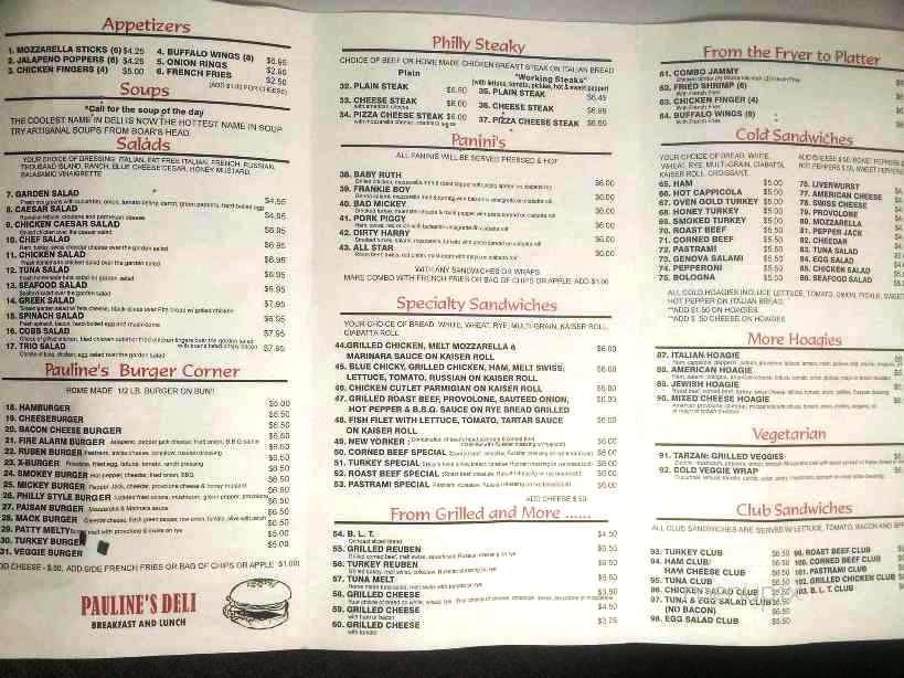 Pauline's Deli - Norristown, PA menu_pic
