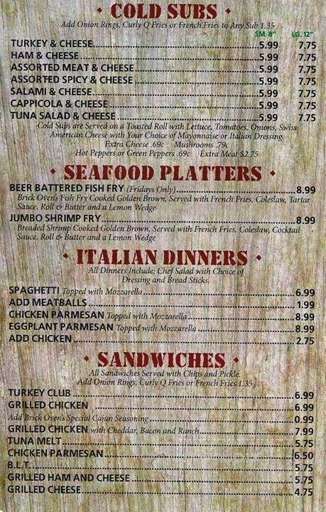 Brick Oven Pizzeria - Tonawanda, NY menu_pic
